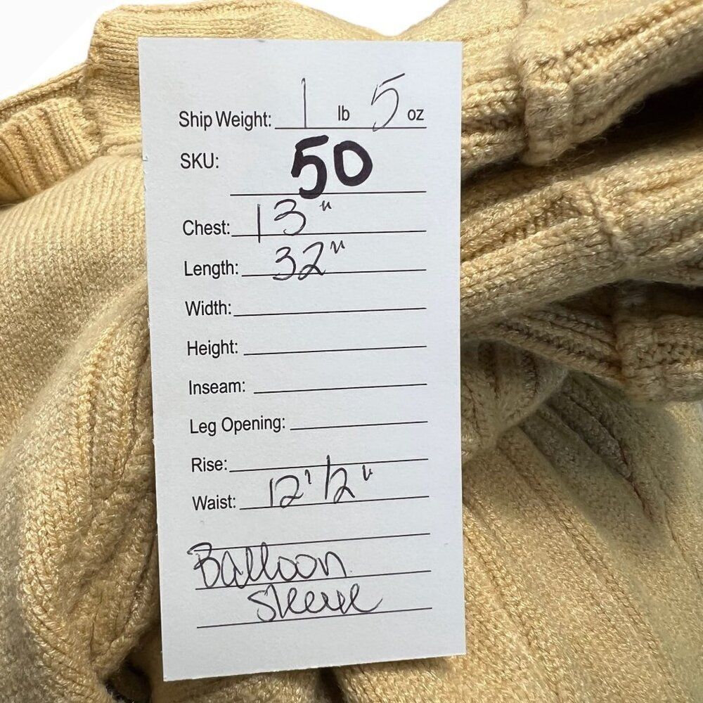 Free People Emmaline Balloon Sleeve Square Neck Sweater Mini Dress Yellow Sz XS - Picture 7 of 8